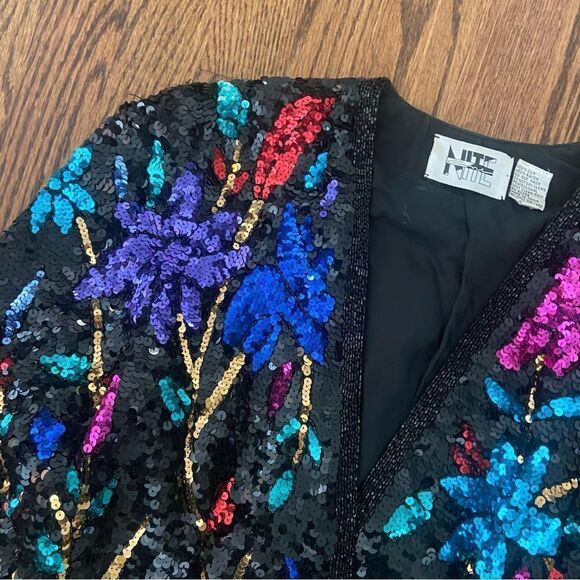 Vintage 1990’s all over sequin trophy jacket fitted waist size S - Picture 6 of 6